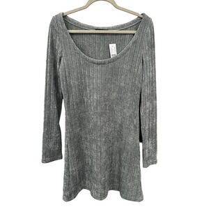 Kendall & Kylie Sweater Womens M Gray Boat Neck Soft Nwt